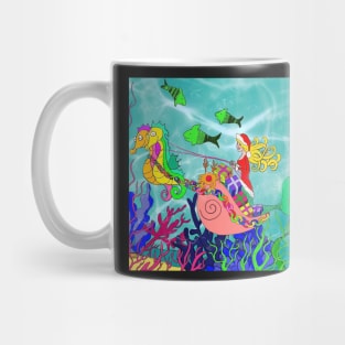 mermaid christmas sleigh Mug